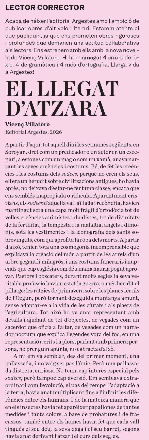 El lector corrector. El llegat d'Atzara